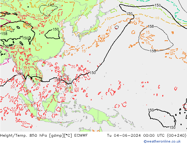 Geop./Temp. 850 hPa ECMWF mar 04.06.2024 00 UTC