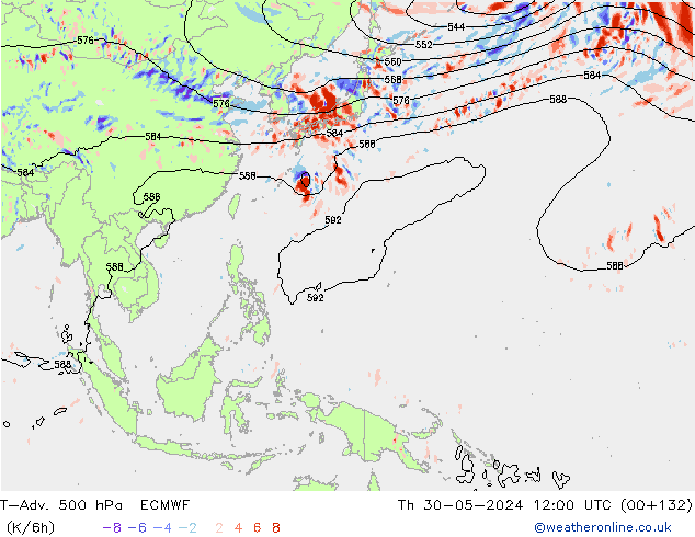 T-Adv. 500 hPa ECMWF jue 30.05.2024 12 UTC