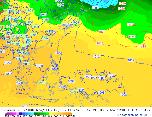 Thck 700-1000 hPa ECMWF dom 26.05.2024 18 UTC