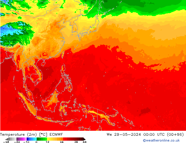 карта температуры ECMWF ср 29.05.2024 00 UTC