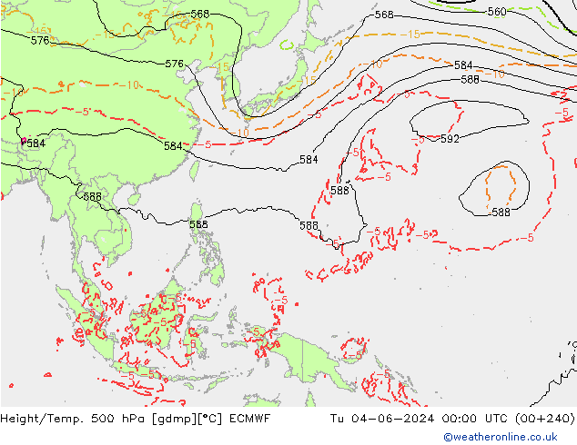 Z500/Regen(+SLP)/Z850 ECMWF di 04.06.2024 00 UTC