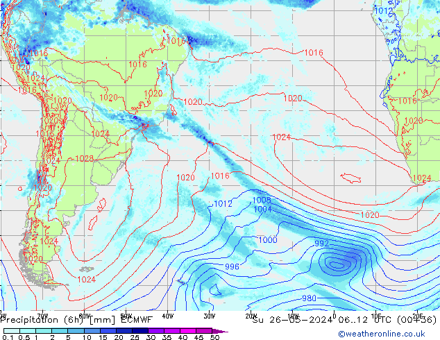 opad (6h) ECMWF nie. 26.05.2024 12 UTC