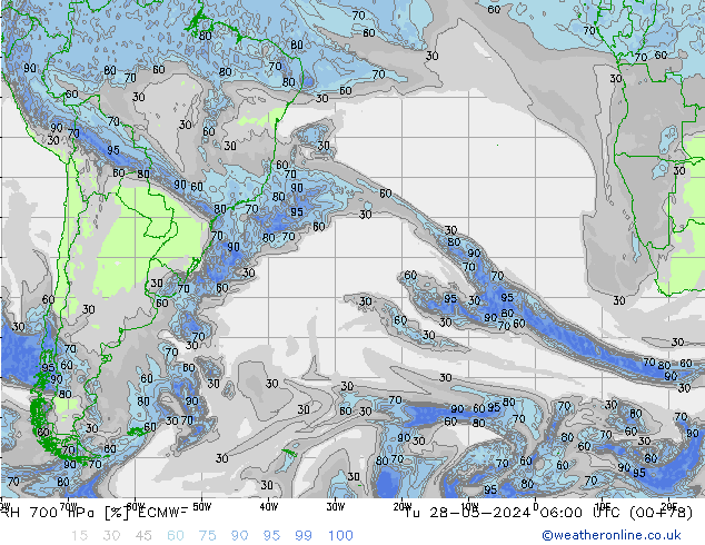 RH 700 hPa ECMWF Tu 28.05.2024 06 UTC