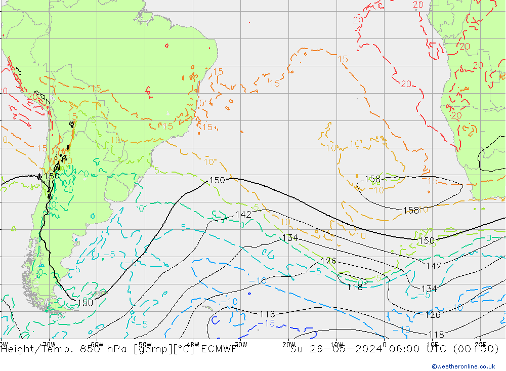 Z500/Rain (+SLP)/Z850 ECMWF  26.05.2024 06 UTC