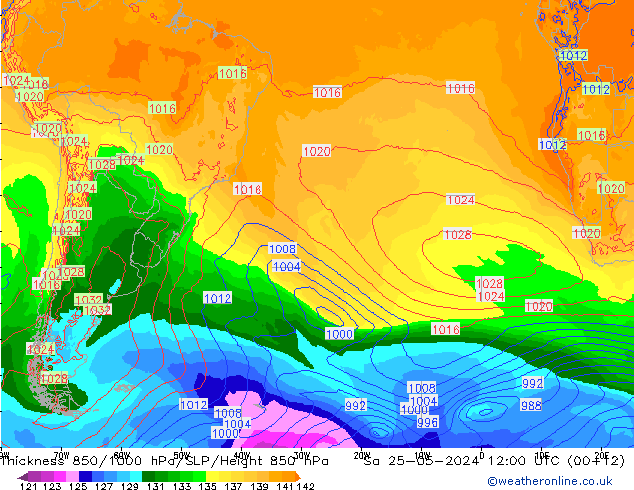 Thck 850-1000 hPa ECMWF Sa 25.05.2024 12 UTC