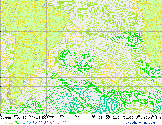 Linea di flusso 10m ECMWF ven 31.05.2024 00 UTC