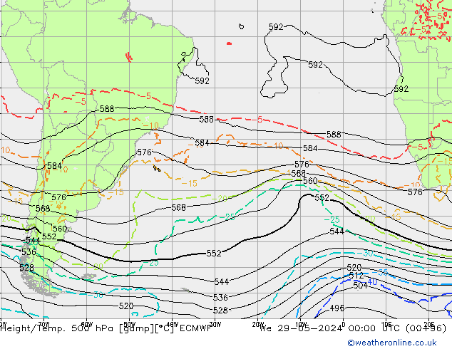 Height/Temp. 500 hPa ECMWF Qua 29.05.2024 00 UTC