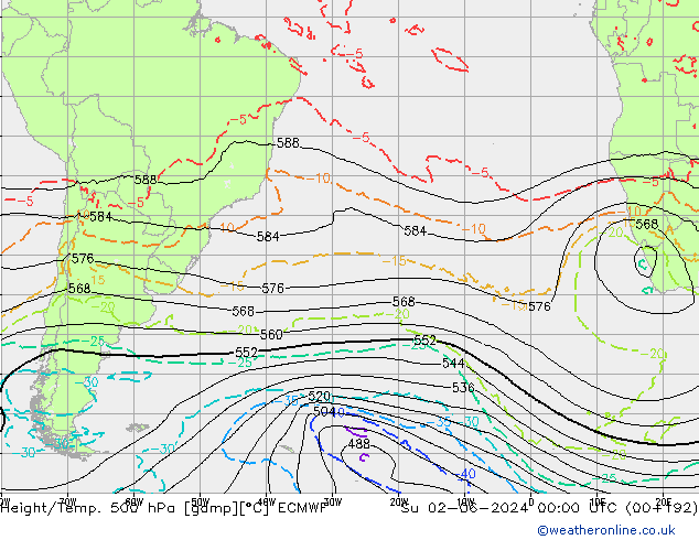 Z500/Rain (+SLP)/Z850 ECMWF  02.06.2024 00 UTC