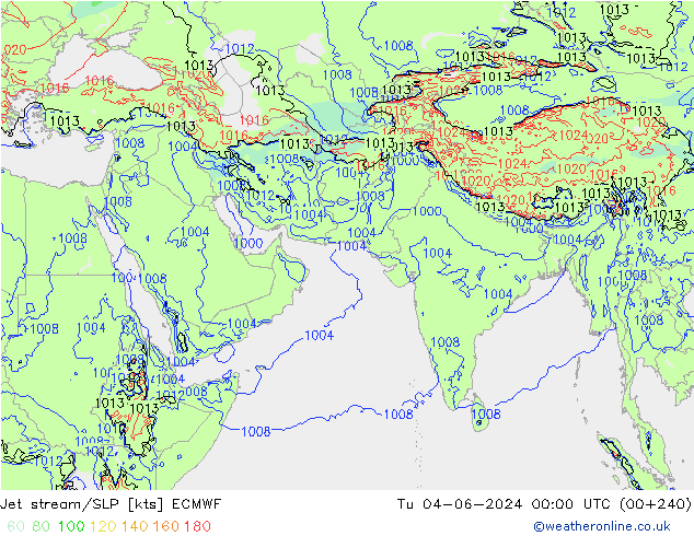 Polarjet/Bodendruck ECMWF Di 04.06.2024 00 UTC