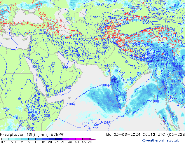 Z500/Rain (+SLP)/Z850 ECMWF lun 03.06.2024 12 UTC