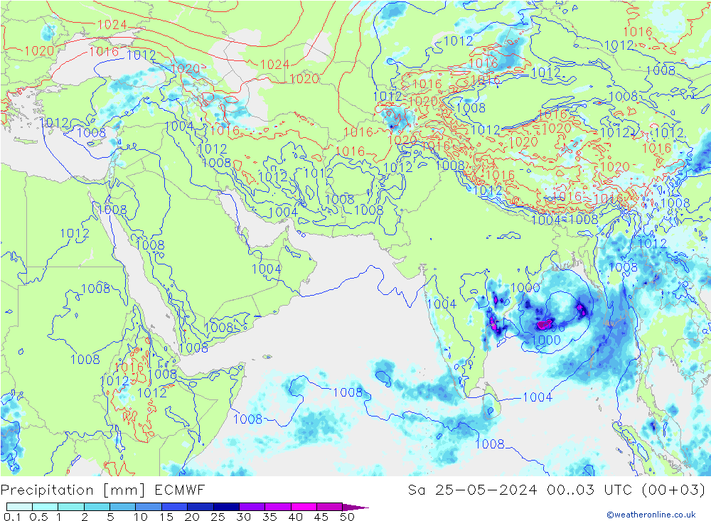 Precipitación ECMWF sáb 25.05.2024 03 UTC