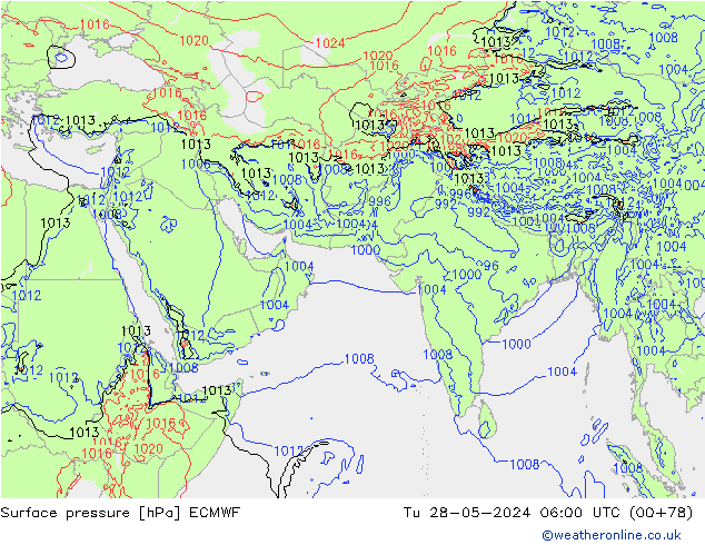 Luchtdruk (Grond) ECMWF di 28.05.2024 06 UTC