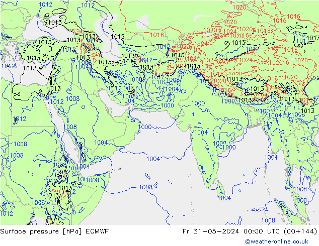 Luchtdruk (Grond) ECMWF vr 31.05.2024 00 UTC