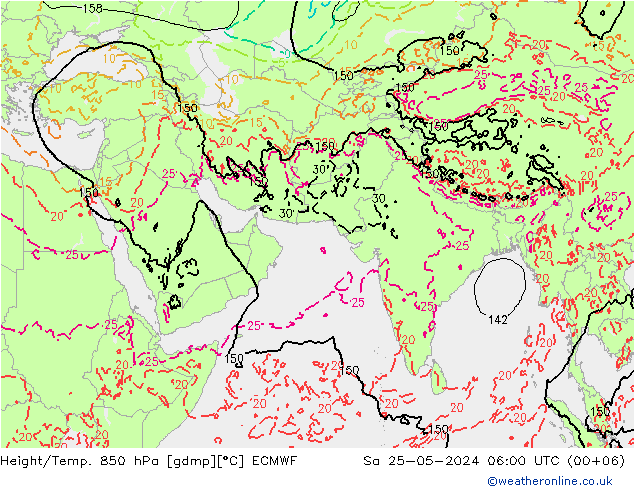Z500/Rain (+SLP)/Z850 ECMWF Sáb 25.05.2024 06 UTC