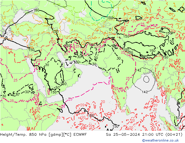 Height/Temp. 850 hPa ECMWF Sáb 25.05.2024 21 UTC