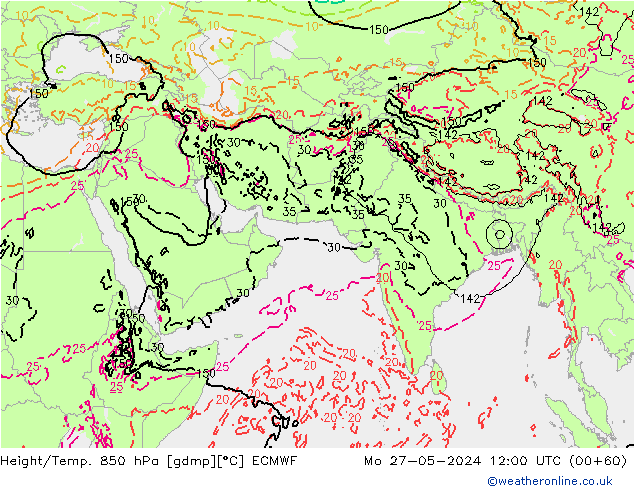 Z500/Rain (+SLP)/Z850 ECMWF lun 27.05.2024 12 UTC