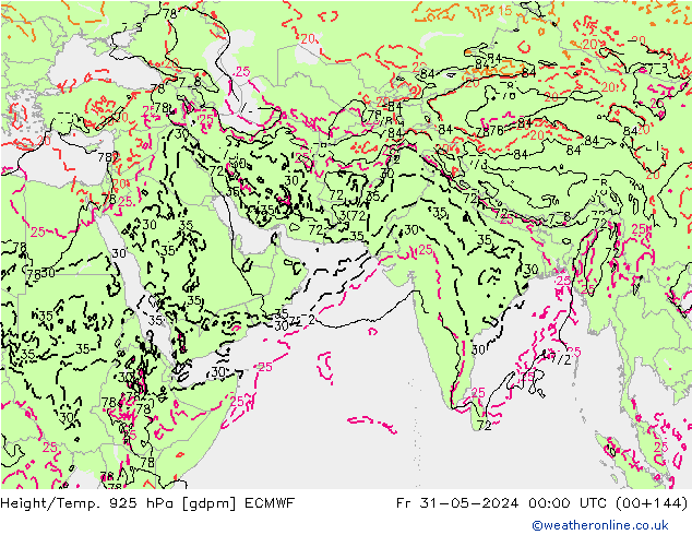 Yükseklik/Sıc. 925 hPa ECMWF Cu 31.05.2024 00 UTC