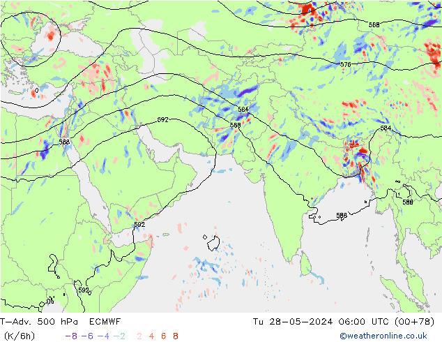 T-Adv. 500 hPa ECMWF  28.05.2024 06 UTC