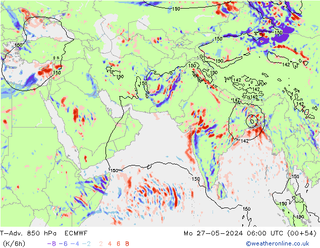 T-Adv. 850 hPa ECMWF Mo 27.05.2024 06 UTC