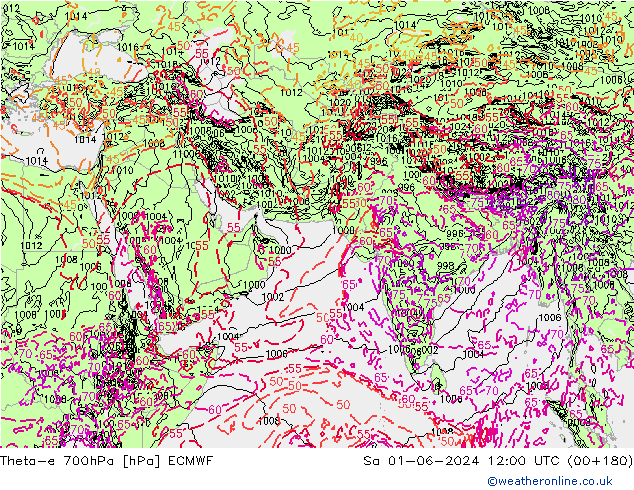 Theta-e 700hPa ECMWF Sa 01.06.2024 12 UTC