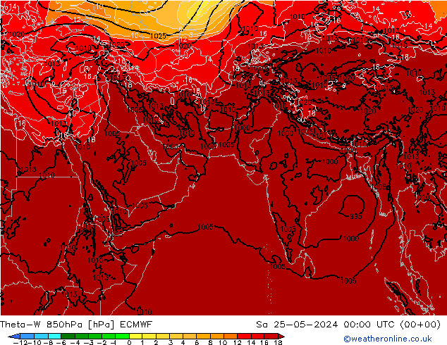 Theta-W 850hPa ECMWF  25.05.2024 00 UTC