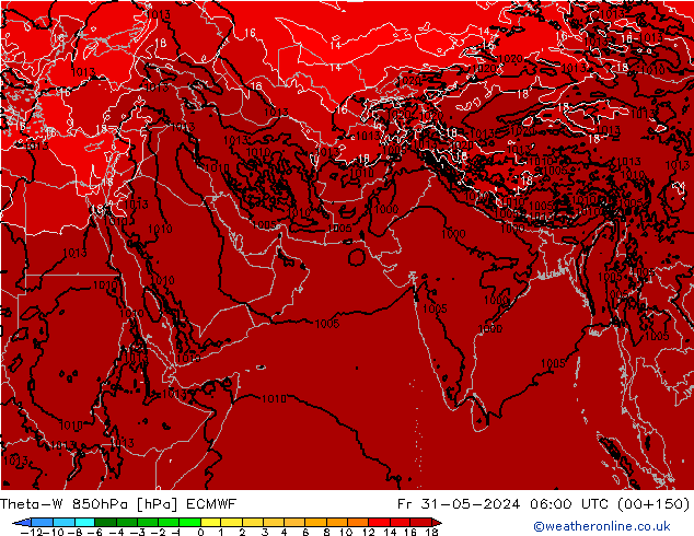 Theta-W 850hPa ECMWF Fr 31.05.2024 06 UTC