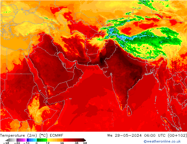Temperature (2m) ECMWF We 29.05.2024 06 UTC