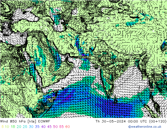 Wind 850 hPa ECMWF Th 30.05.2024 00 UTC