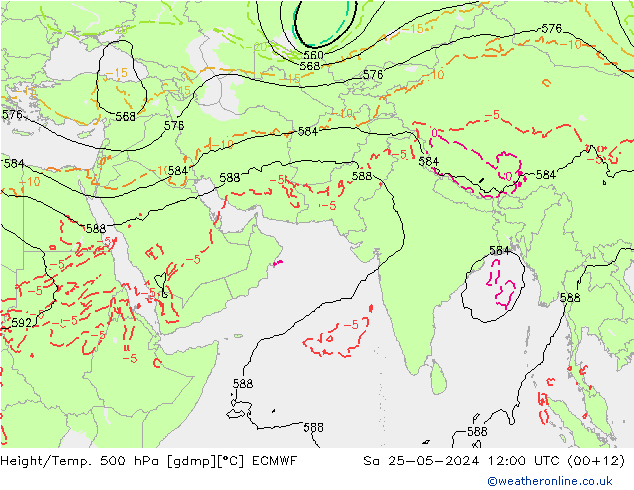 Z500/Rain (+SLP)/Z850 ECMWF 星期六 25.05.2024 12 UTC