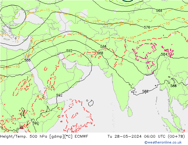 Z500/Rain (+SLP)/Z850 ECMWF Út 28.05.2024 06 UTC