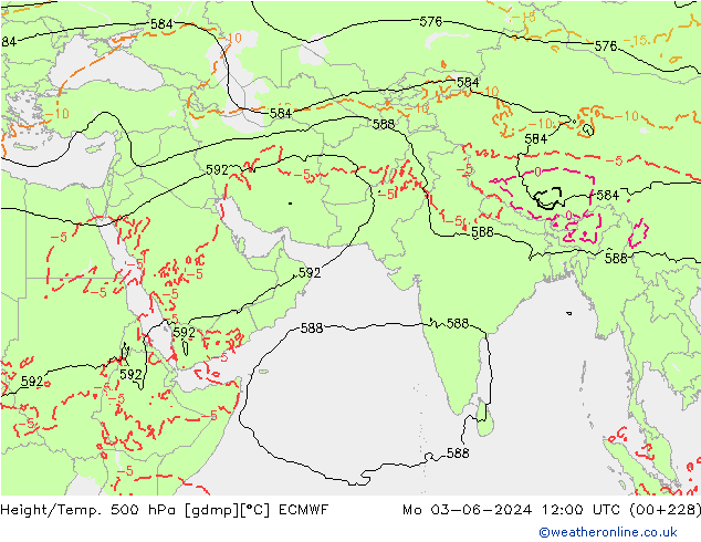 Z500/Rain (+SLP)/Z850 ECMWF lun 03.06.2024 12 UTC