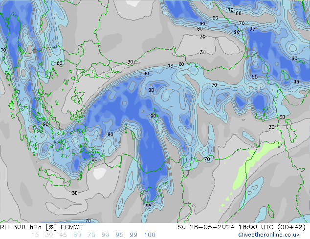 RH 300 hPa ECMWF So 26.05.2024 18 UTC