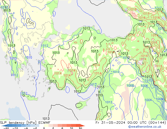 SLP tendency ECMWF Fr 31.05.2024 00 UTC