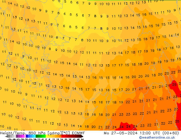 Z500/Rain (+SLP)/Z850 ECMWF  27.05.2024 12 UTC