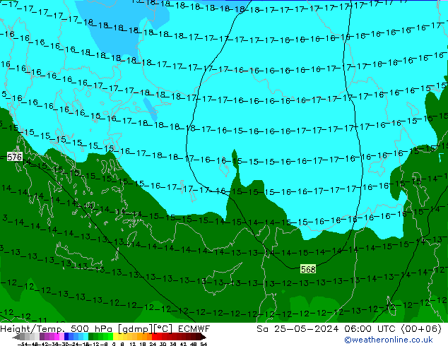 Z500/Rain (+SLP)/Z850 ECMWF Sáb 25.05.2024 06 UTC