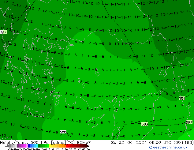 Z500/Rain (+SLP)/Z850 ECMWF Su 02.06.2024 06 UTC