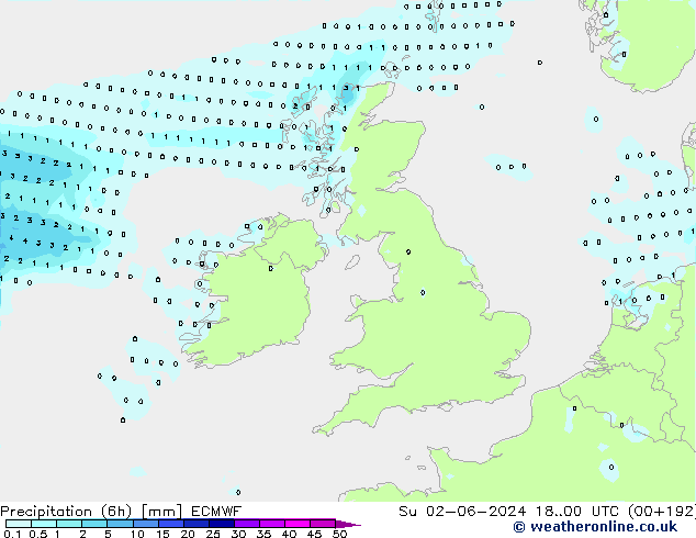 Precipitação (6h) ECMWF Dom 02.06.2024 00 UTC