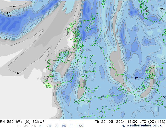 RH 850 hPa ECMWF  30.05.2024 18 UTC