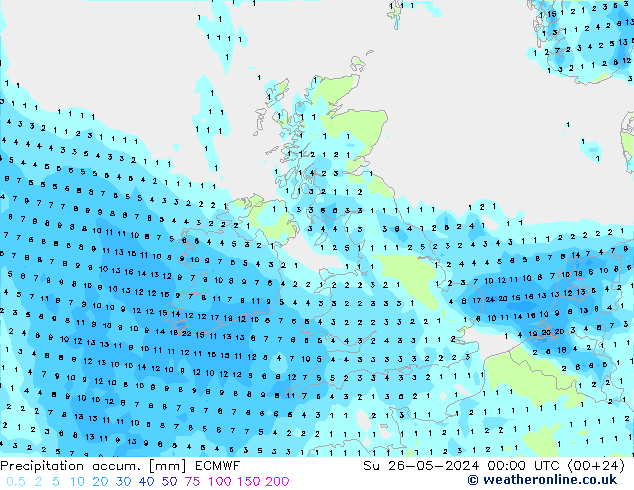 Precipitation accum. ECMWF  26.05.2024 00 UTC