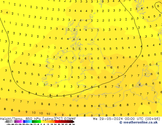 Z500/Rain (+SLP)/Z850 ECMWF We 29.05.2024 00 UTC