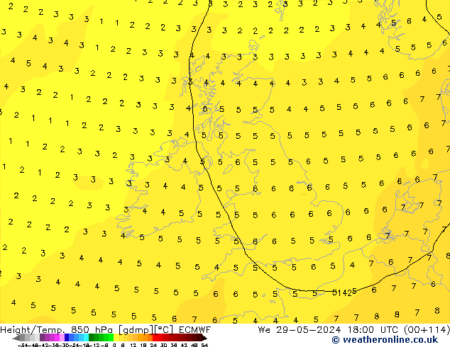 Z500/Rain (+SLP)/Z850 ECMWF ср 29.05.2024 18 UTC