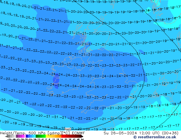 Z500/Rain (+SLP)/Z850 ECMWF dim 26.05.2024 12 UTC