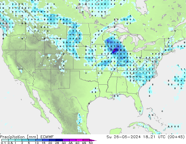 Précipitation ECMWF dim 26.05.2024 21 UTC