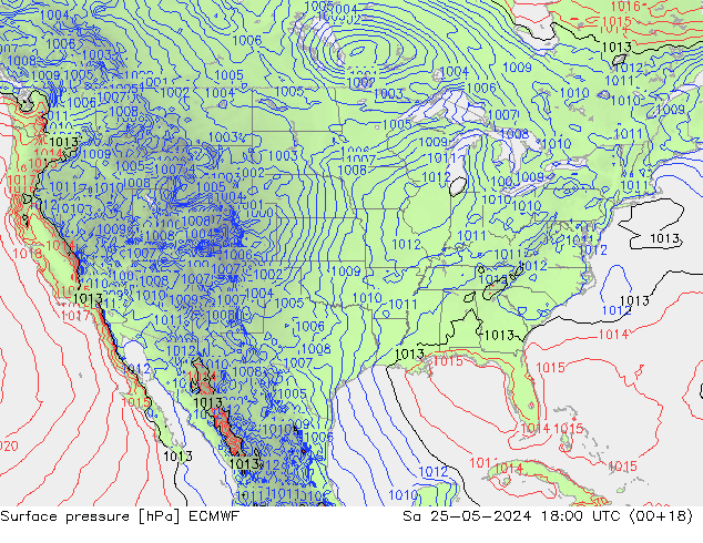 pressão do solo ECMWF Sáb 25.05.2024 18 UTC