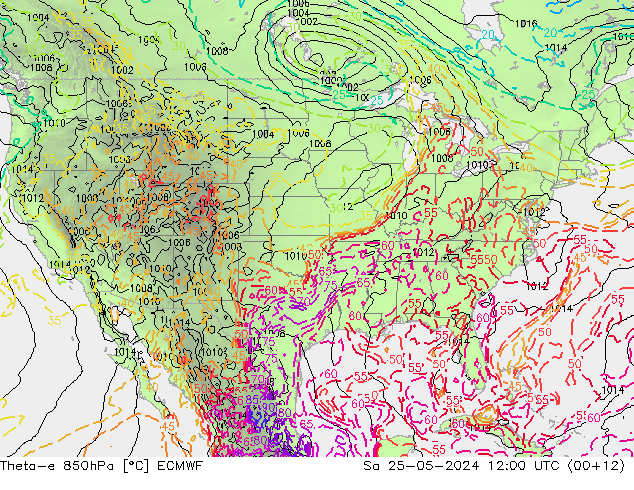 Theta-e 850hPa ECMWF sáb 25.05.2024 12 UTC