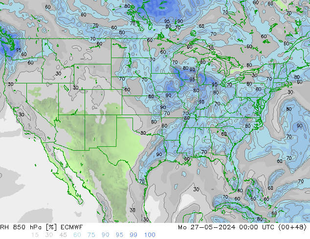 850 hPa Nispi Nem ECMWF Pzt 27.05.2024 00 UTC