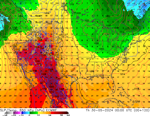 SLP/Temp. 850 hPa ECMWF jeu 30.05.2024 00 UTC