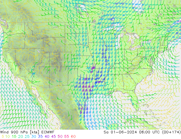 Wind 900 hPa ECMWF So 01.06.2024 06 UTC