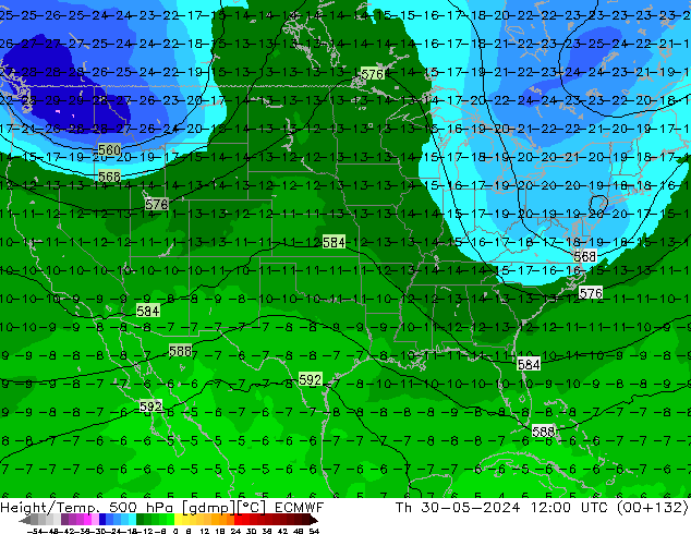 Z500/Rain (+SLP)/Z850 ECMWF  30.05.2024 12 UTC