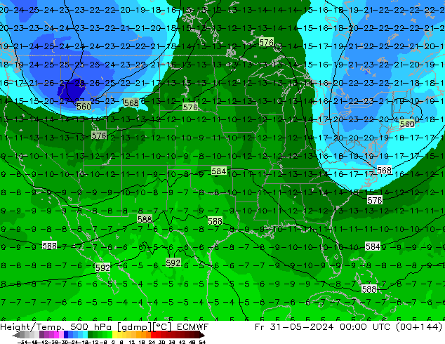 Z500/Rain (+SLP)/Z850 ECMWF пт 31.05.2024 00 UTC